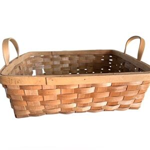 Vintage Rectangle Basket With Handles Hostess Serving Tray Basket Woven Weave